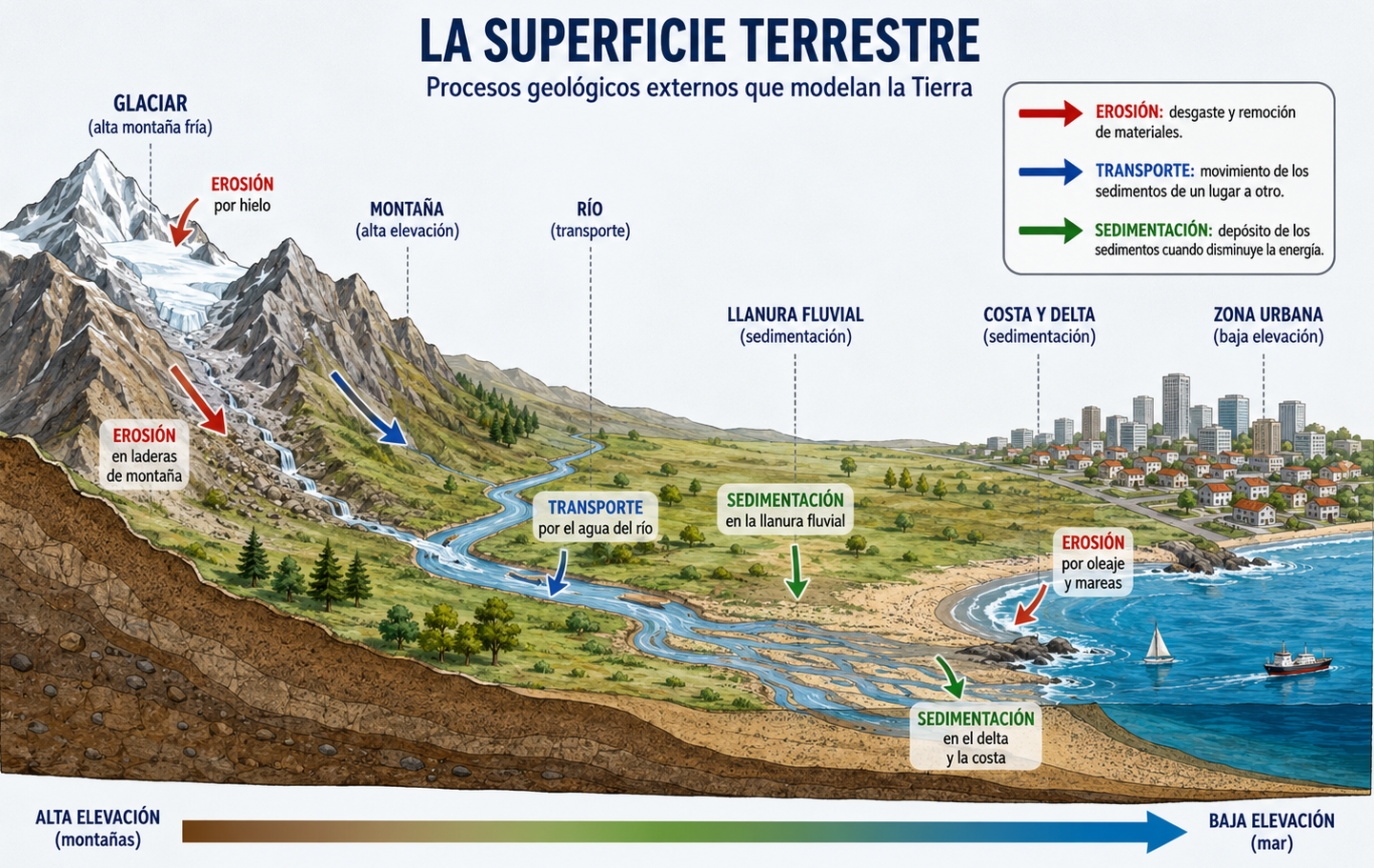 Relación entre proceos geológicos externos y relieve