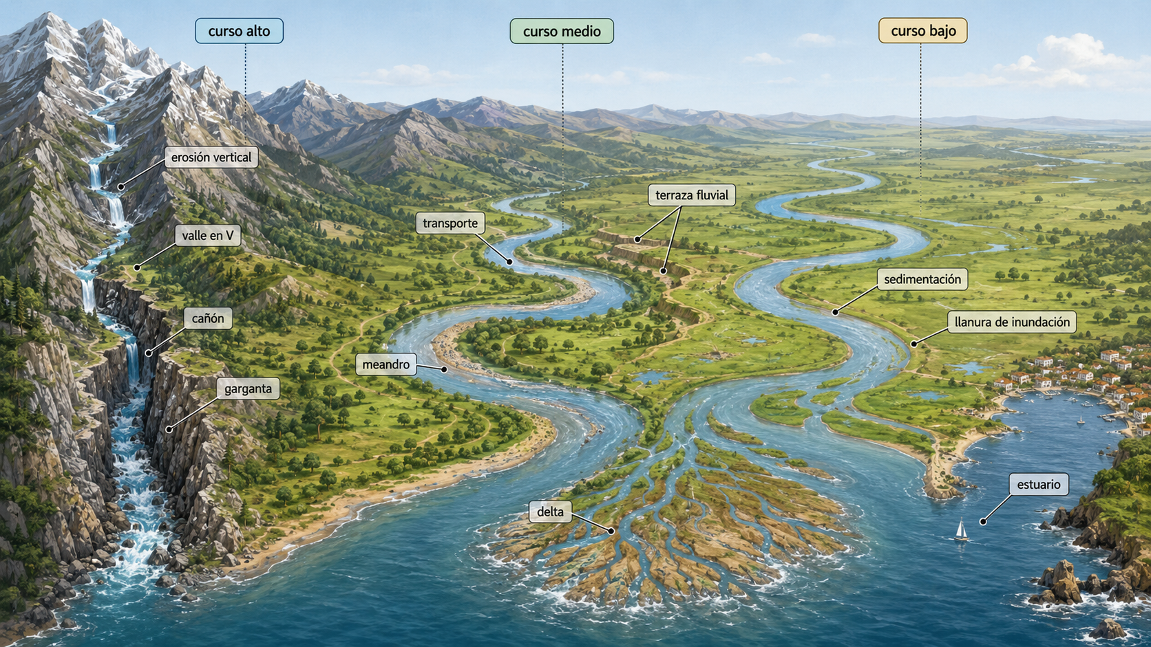 Principales formas del relieve formadas por modelado fluvial
