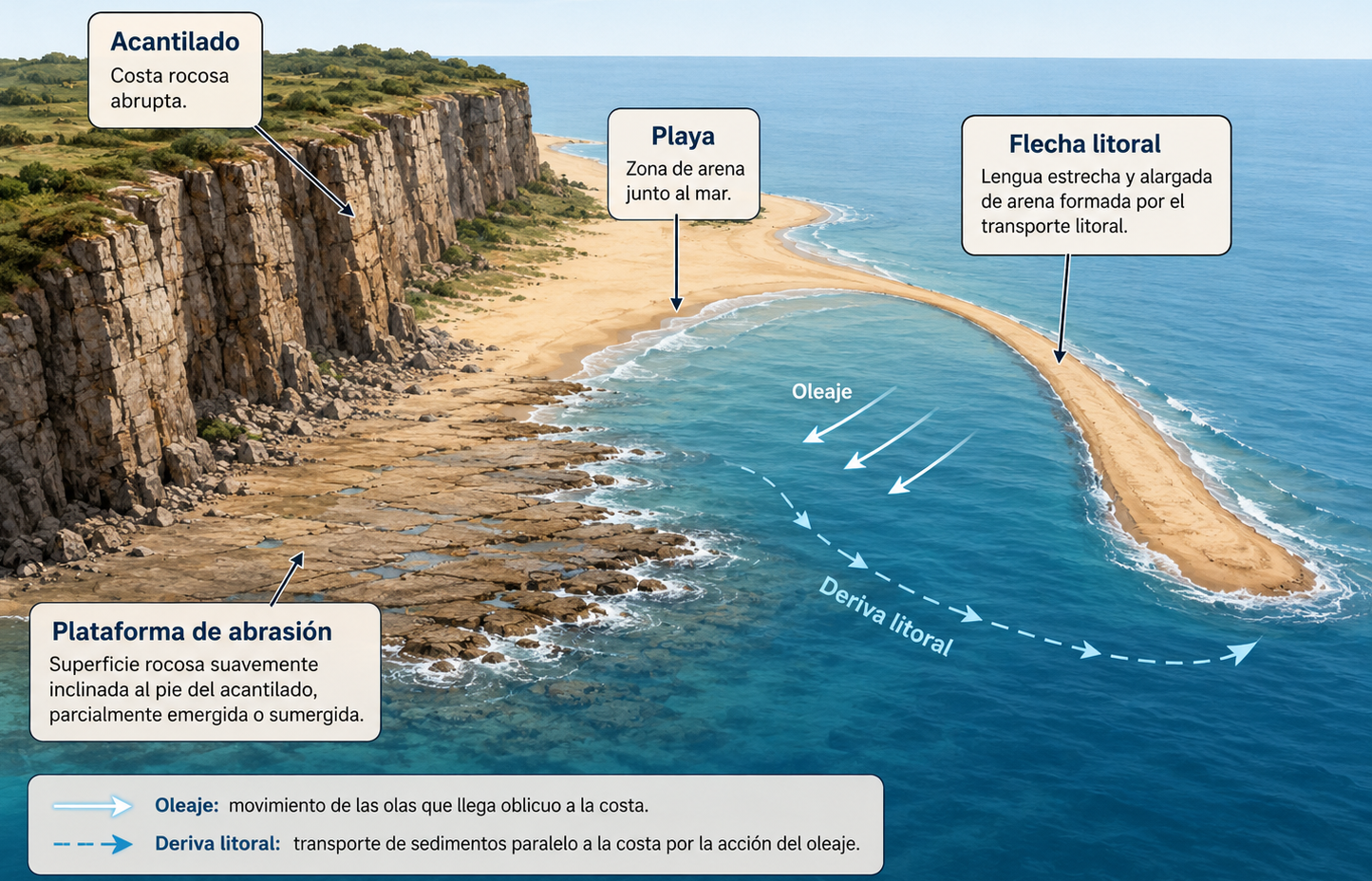 Principales formas del modelado litoral