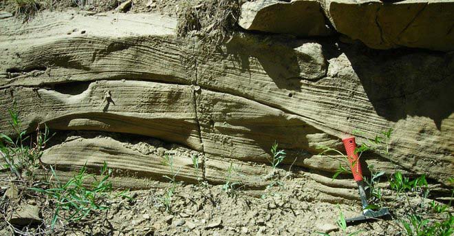 Arenisca con estructura laminar