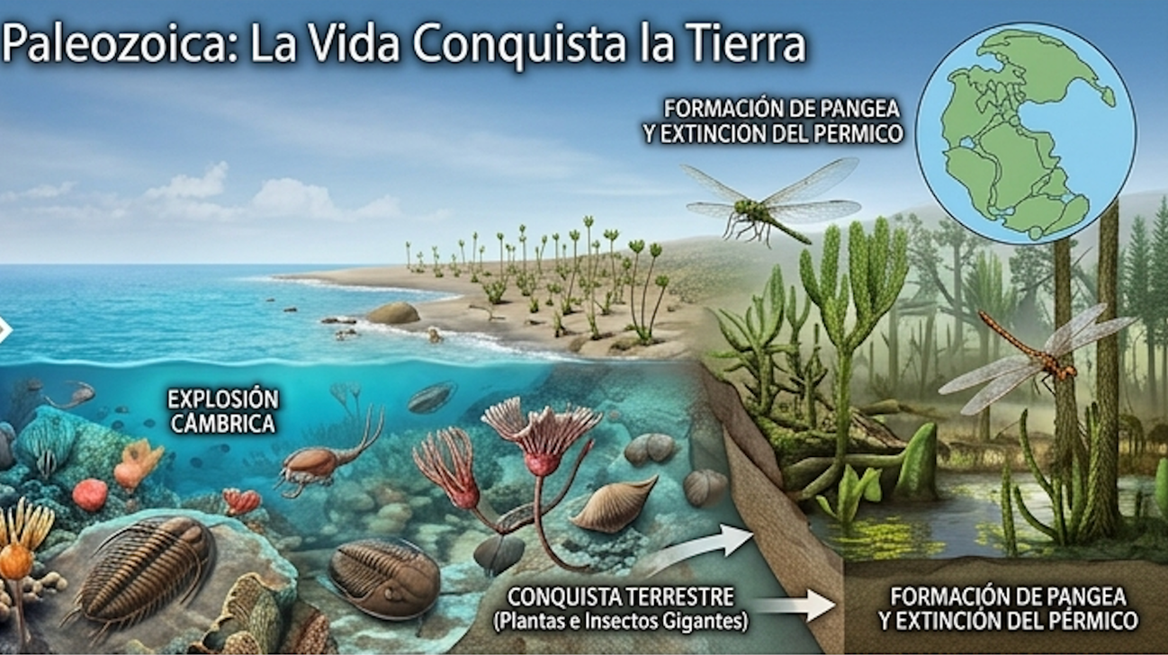 Imagen representativa de la explosión de la vida en el Paleozoico